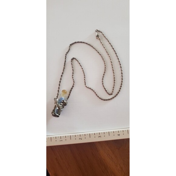 Vintage Signed Fairy Dust Bottle Pendant Necklace Glitter Silver Fantasy 24 in - Picture 3 of 5